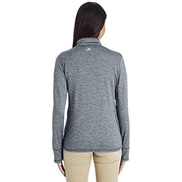 NWT Adidas Women Brushed Terry Hthered Quarter-Zip Pullover,Royal Hther/Grey-M - Picture 3 of 3